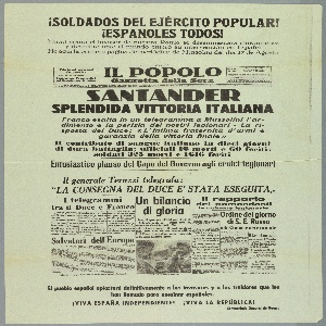 Poster, ¡Soldados del Ejercito Popular! /¡Españoles todos! (Soldiers of the Popular Army! All Spaniards!), after 1937