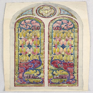 Drawing, Design for stained glass, late 19th century