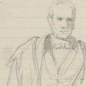 Drawing, Prof. Benjamin Silliman, Sr. Standing; Left: Prof. Benjamin Silliman, Sr. Seated, 1858
