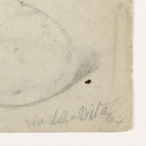 Drawing, Cat and Three Kittens; Verso: Arab Man Seated Receiving a Man, Possibly after David Roberts, 1844