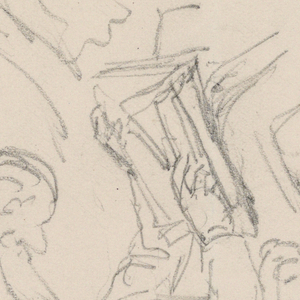 Drawing, Robert L. Stuart, Seated, First Portrait, for the Presbytarian Hospital; Separate Arm Studies, 1881