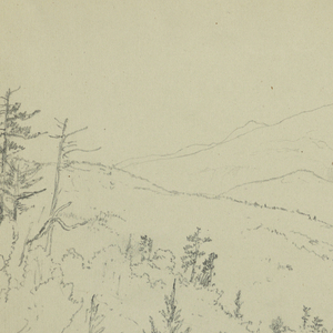 Drawing, Mt. Washington, from Road to Cherry Mountain