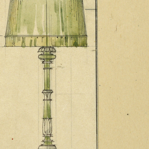 Drawing, Scaled drawing of two electric lamps, 1919