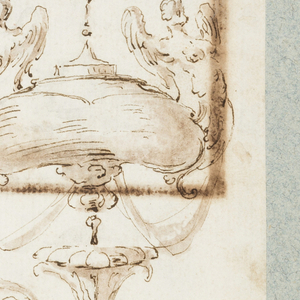 Album Page, Four Incense Burners, a Bracket and an Ornemental Motif, 1692–99
