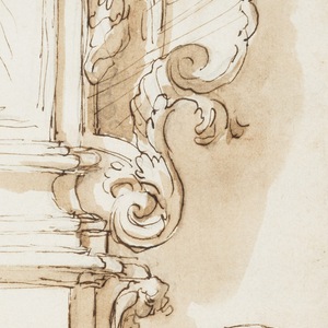 Album Page, Sketch of Half an Ornamental Motif, 1692–99