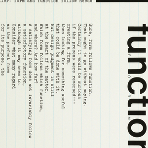 Poster, Function / Form, ca. 1964–80