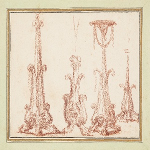 Drawing, Four plant-like pedestals, ca. 1759–70