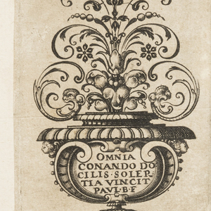 Print, Plate from Omnia Conando Docilis Solertia Vincit (A Docile Disposition will Conquers all Difficulty), ca. 1600