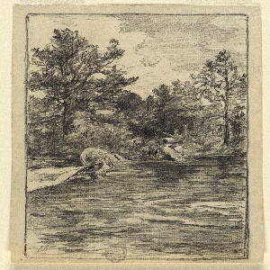 Drawing, River and Trees, 1880–90