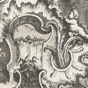 Print, Design for Cartouche with Fountain and Building, in Livre Nouveau Morceaux de Fantaisie (New Book of Works of Fantasy), 1695–1768