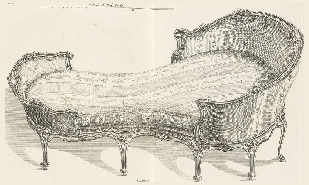 Print, Duchesse (No. 4), from Recueil de différents Muebles garniers Comme Fauteuils (Liard's "Suites")