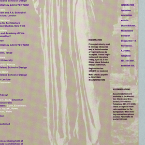 Poster, Positions in Architecture, 1976