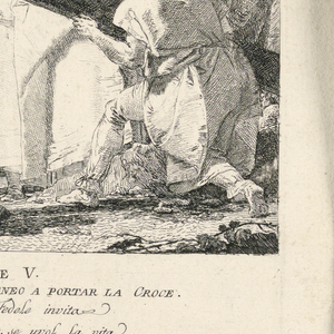 Print, Via Crucis - Station V, Simon of Cyrene Helps Him to Carry the Cross, ca. 1749