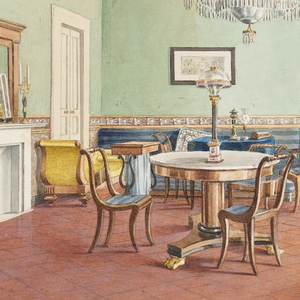 Drawing, A Salon in the Palazzo Satriano, Naples, 1829