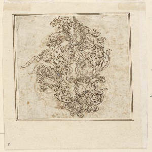 Drawing, Recto, Design for a door handle with alternative suggestions, ca. 1660–80