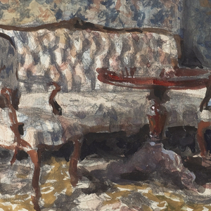 Drawing, The Bedroom of Czarina Maria Alexandrovna, Gatchina Palace, St. Petersburg, 1920s