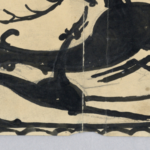 Drawing, Two hounds chasing a stag
