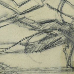 Drawing, Man with horn and two hou