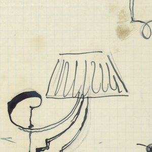 Drawing, Two lamps with lampshades