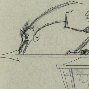 Drawing, Lamppost with cock and si