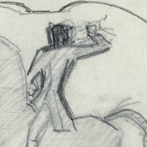 Drawing, Mounted huntsmen with two