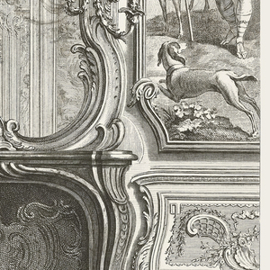 Print, Cabinet de Mr. le Comte Bielenski (sic), Grand Maréchal de la Couronne de Pologne executé en 1734; Chiminée avec glace, avec de chaque côté une partie du lambris d