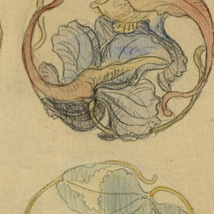 Drawing, Flower Studies (Four Designs for Circular Ornaments), 1880–90