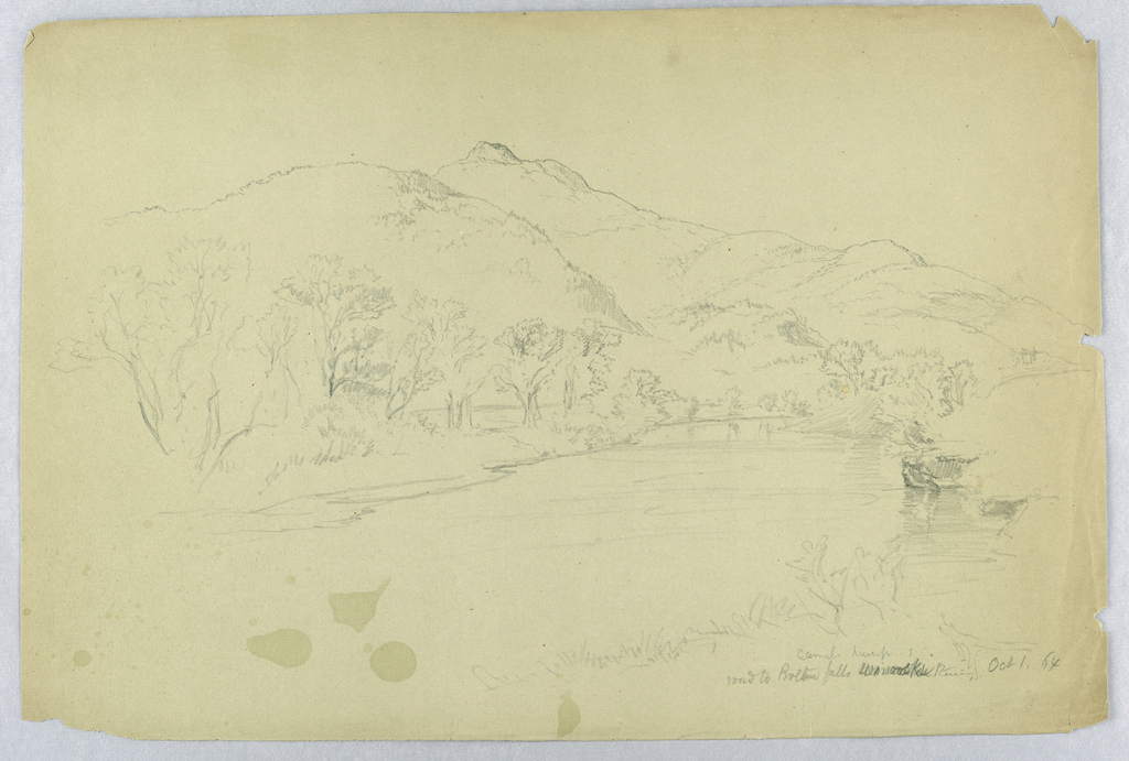 Drawing, Camel Hump, Road to Bolton Falls, Winooski River, Vermont