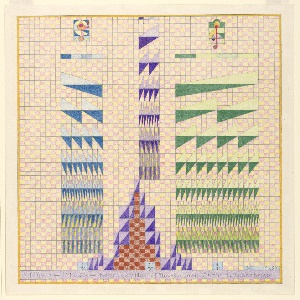 Drawing, Study 146#2, Chart Showing Form and Value of Notes from Aural to Space Keys, April 29, 1965
