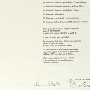 Print, Cover Sheet for " Sintesi di Primavera (Bozetto Completo)" from "Progetti Scenici per 