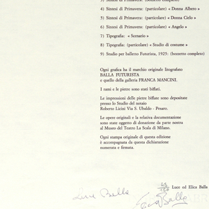 Print, Cover Sheet for "Sintesi di Primavera, Donna Cielo" from "Progetti Scenici per 