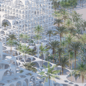 Rendering, Souk Mirage / Particles of Light commercial building complex, concept master plan, 2013
