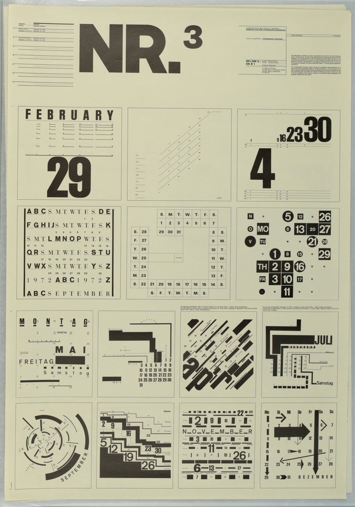 Poster, NR.3-Typographic Process, Kalender [Calendar Pictures], from the School of Design, Basel