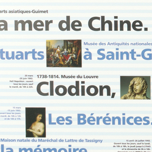 Poster, Exhibition: Réunion des Musées Nationaux, Printemps/été 1992, 1992