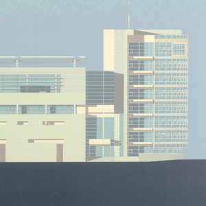 Print, Canal +, Paris: Northwest Elevation (morning), 1989