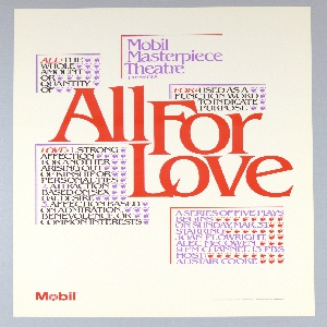 Poster, Mobile Masterpiece Theatre Presents "All For Love", 1985