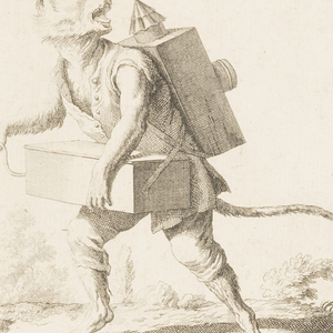 Bound Print, Plate 3, La Lanterne Magique (The Magic Lantern), Singeries ou différentes actions de la vie humaine représentées par des singes (Monkey Antics or Different Actions of Human Life Represented by Monkeys), ca. 1743