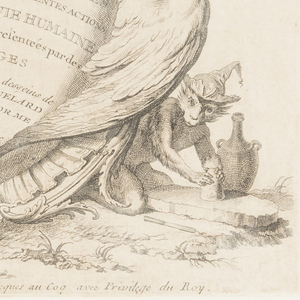 Bound Print, Plate 1, Singeries ou différentes actions de la vie humaine représentées par des singes (Monkey Antics or Different Actions of Human Life Represented by Monkeys), ca. 1743