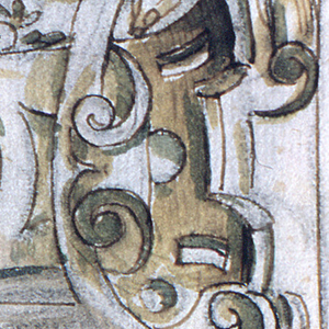 Drawing, Project: decoration with escutcheons, (A) of a square, (B) of a horizontally oblong panel, 1600–1625