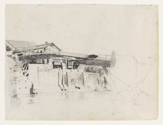 Drawing, View of a Bridge and Buildings at Honda, Colombia