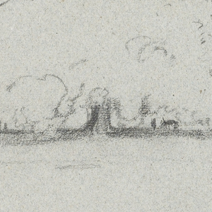 Drawing, Ceiba Tree at Mompos, Champan Canoe, Trees, and a Partial Boat, Rio Magdelena, Colombia, 1853, probably May