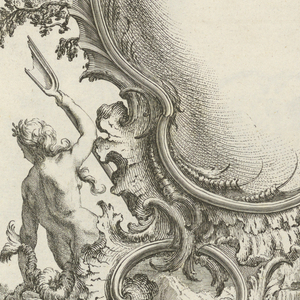 Bound Print, Cartouche with Two Putti and a Mermaid, Livre de Cartouches à divers usages (Book of Cartouches for Different Uses), 1738