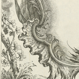 Bound Print, Cartouche with Two Banners, Œuvres de François de Cuvilliés père (Works of François de Cuvilliés the elder), 1738