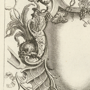 Bound Print, Cartouche with Dolphins, Livre de Cartouches Réguliers (Book of Regular Cartouches), 1738