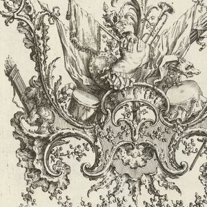 Bound Print, Cartouche with Armorial Trophy, Livre d’ornements (Book of Ornaments), 1738