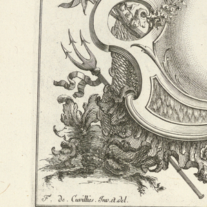 Bound Print, Cartouche with Putti and Dolphins, Livre de Cartouches Reguliers (Book of Regular Cartouches), 1738