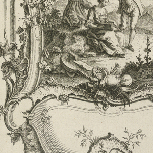 Print, Design for a Cartouche with Large and Small Compartments, 1745