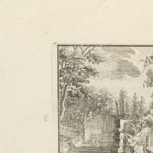 Print, Design for Fountain with Coat of Arms and Equestrian Statue, 1745