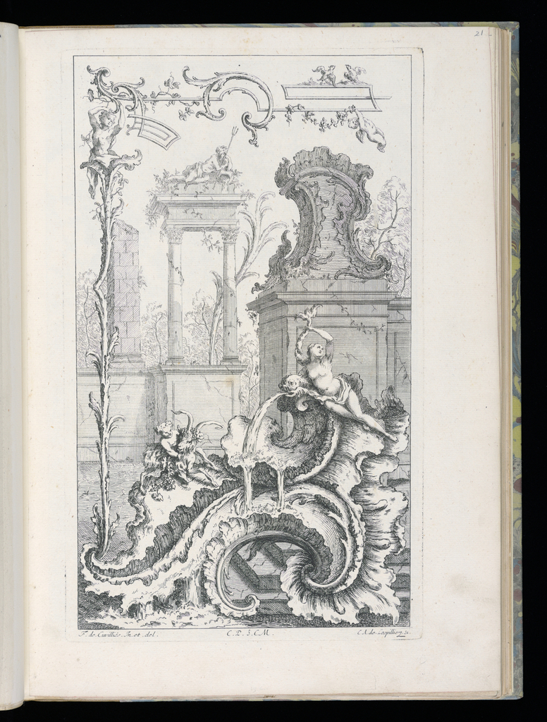 Bound Print, Cartouche with Ruins and Columns