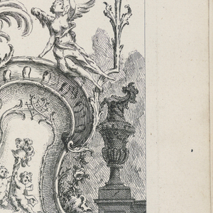 Bound Print, Design for Cartouche with Putti Supporting Helmet, Livre Nouveau de Morceaux de Fantaisie (New Book of Fantasy Pieces), 1738–45